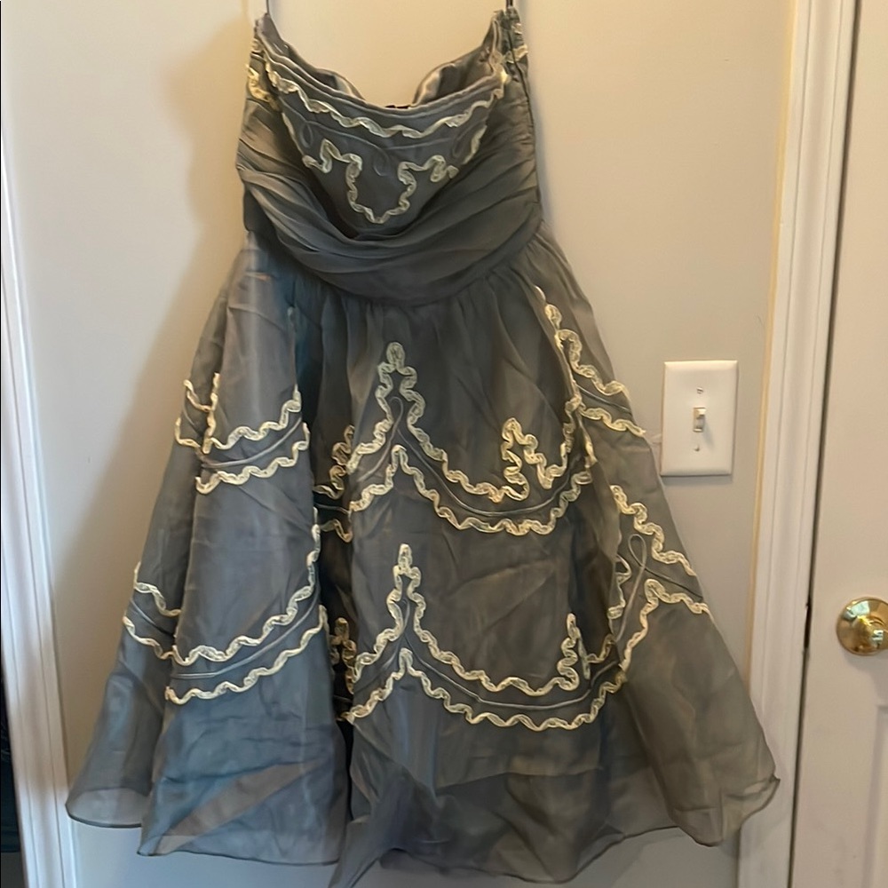 Betsey Johnson Strapless Gray Dress with Cream Detailing